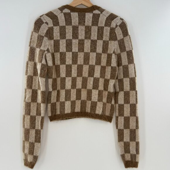 Nanushka Feline Check Sweater Brown Cream Checkerboard Size Small - Picture 2 of 8